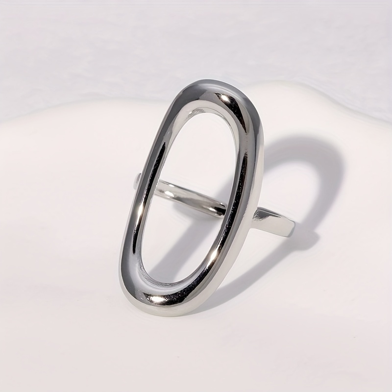 Women's Elegant Oval Design Adjustable Stainless Steel Ring
